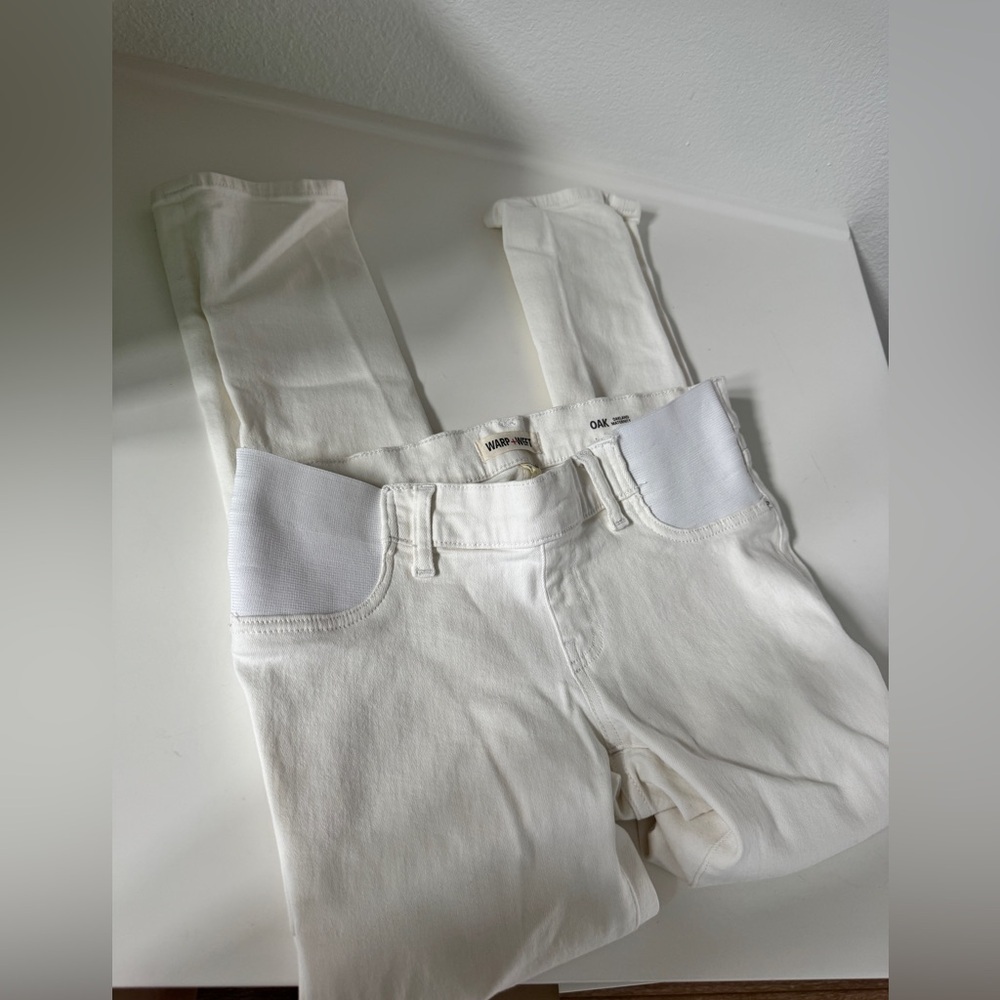 Warp + Weft Cream Maternity Denim Jeans